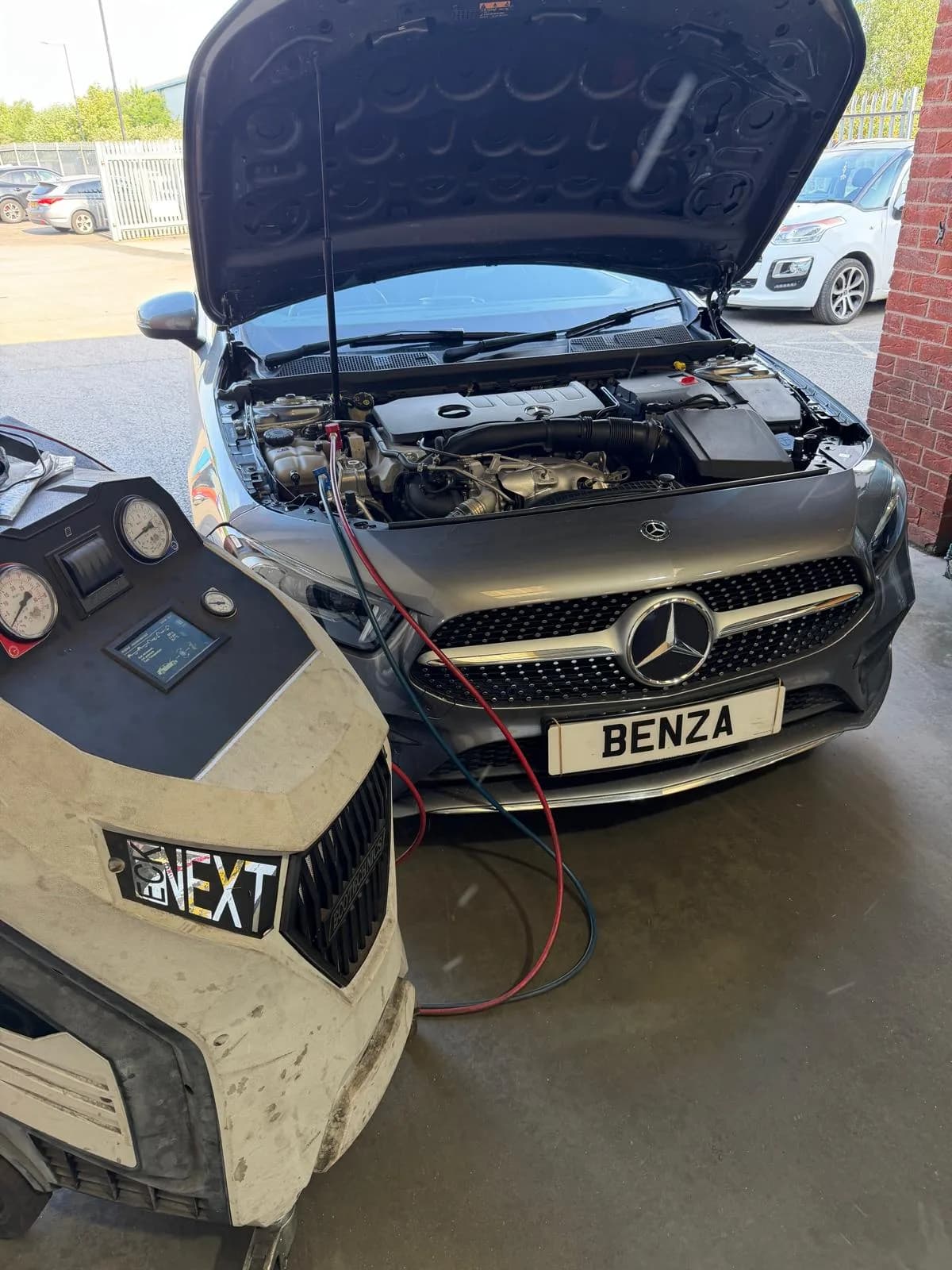 Mercedes-Benz air conditioning service at Benza Autos workshop in Birkenhead